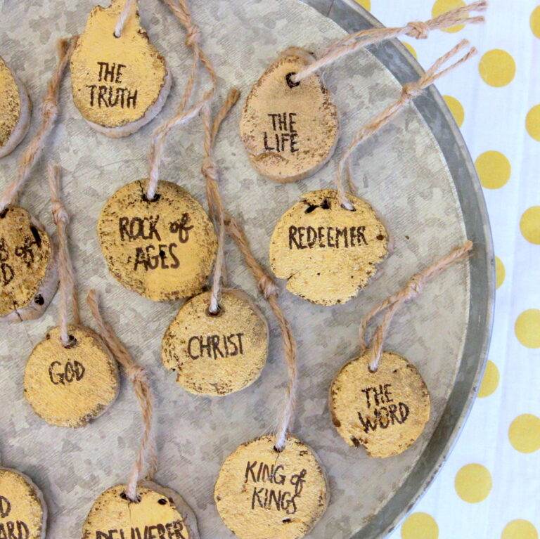 An advent countdown, but with a twist- each ornament has a name of God written on it (there are accompanying devotions using the Jesus Storybook Bible for the names they chose)