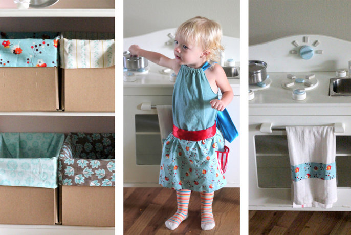 DIY play kitchen and kitchen accessories
