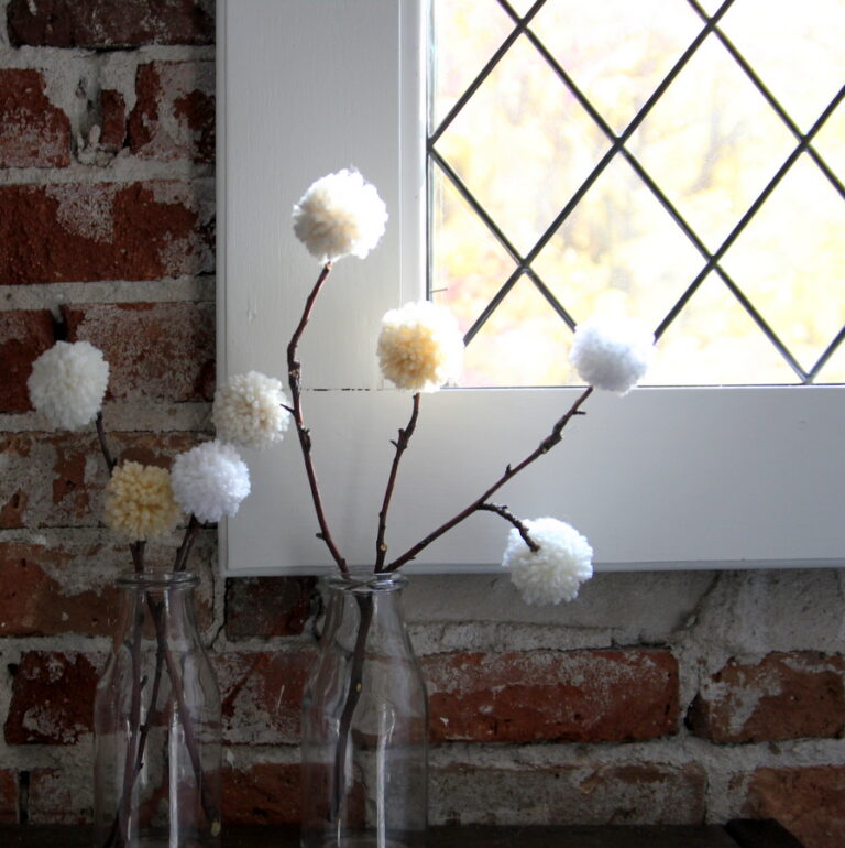 how to make pom pom topped branches