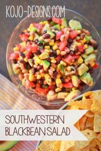 southwestern salad with black beans, corn and avocado