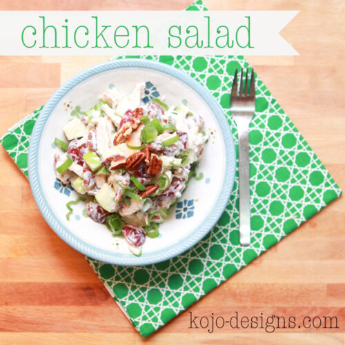 chicken salad with pecans, fruit, and yogurt