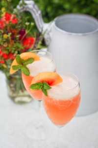 make a pitcher of peach bellinis.