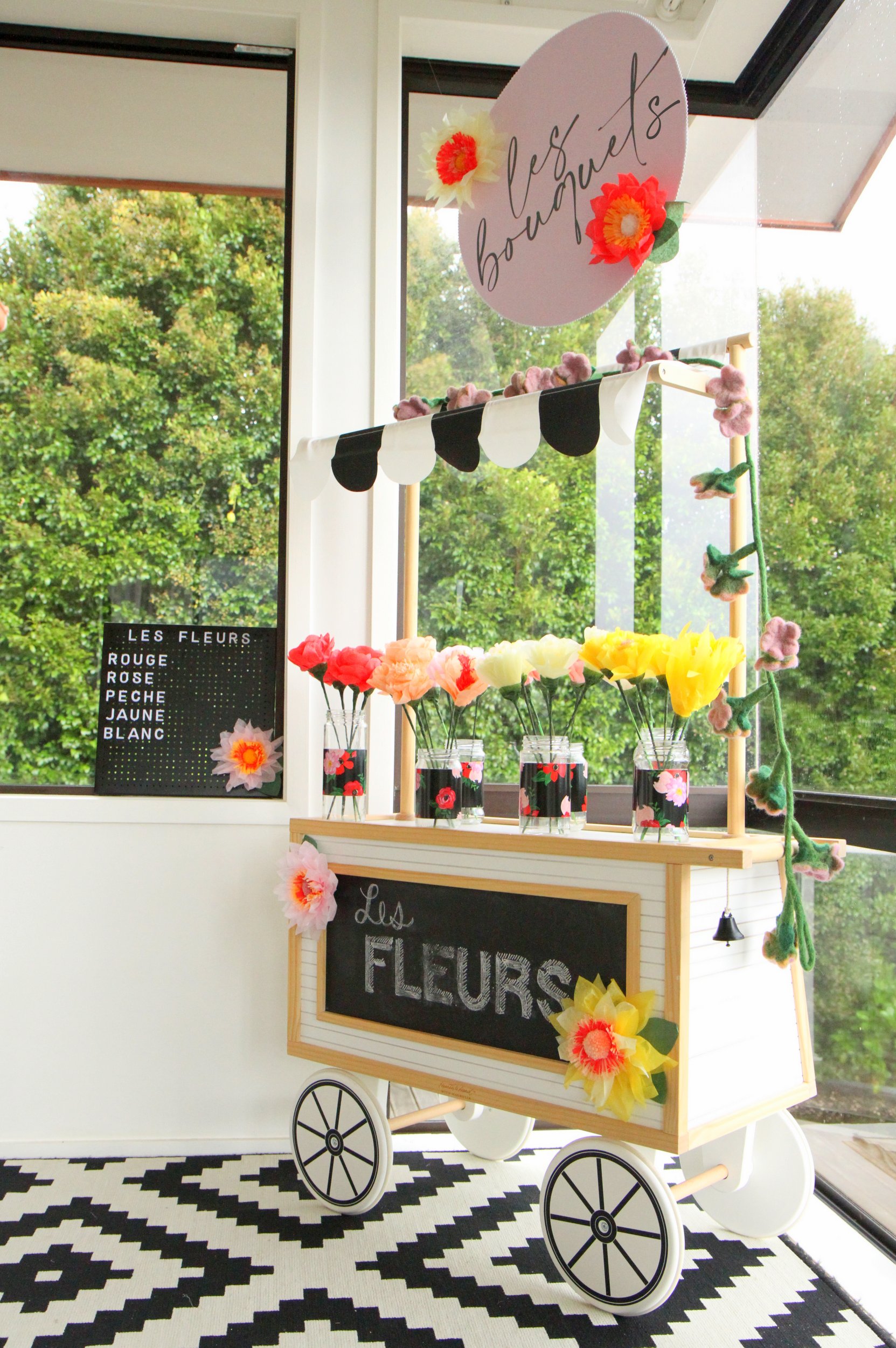 paper flower market for a paris themed party