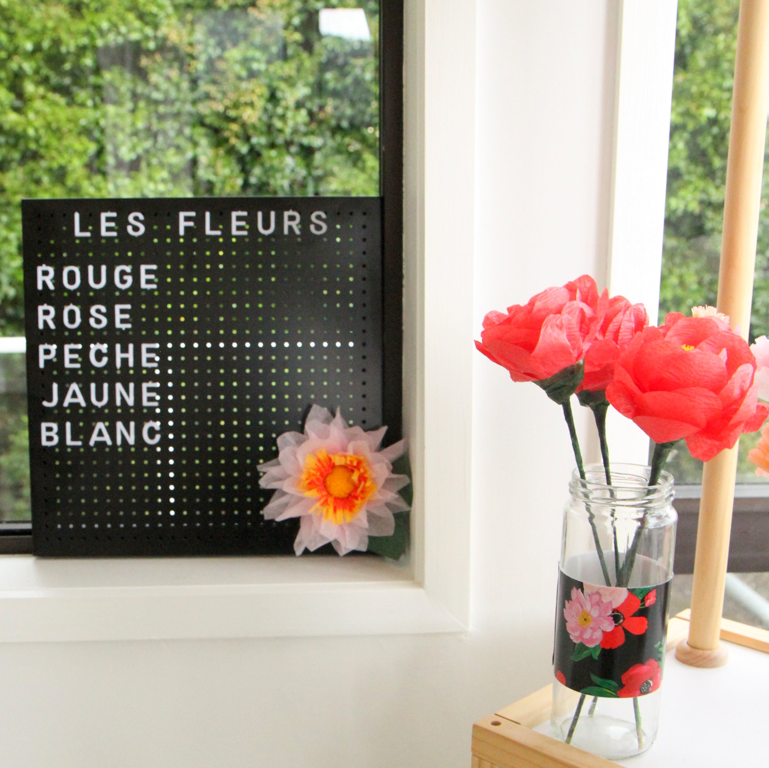 flower bar at a paris themed birthday party