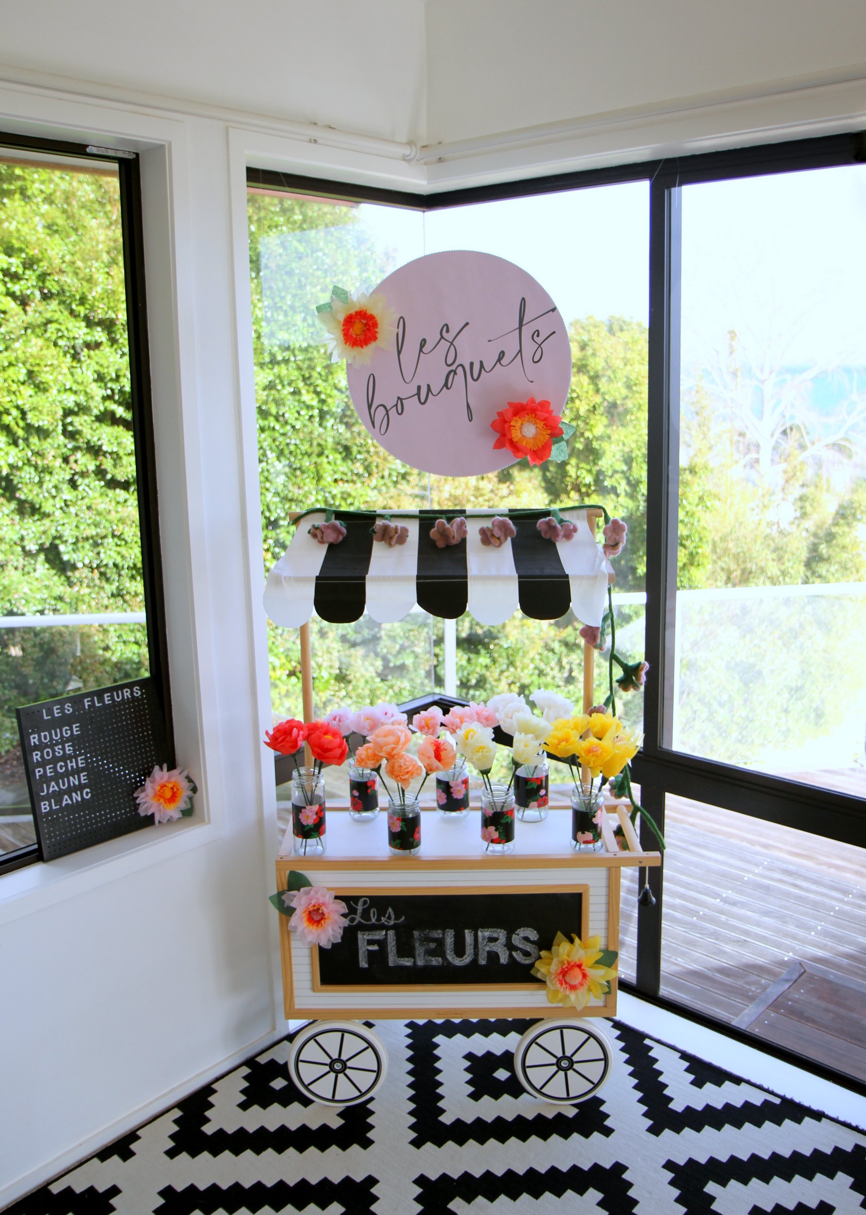 build your own bouquet bar for a paris themed birthday party