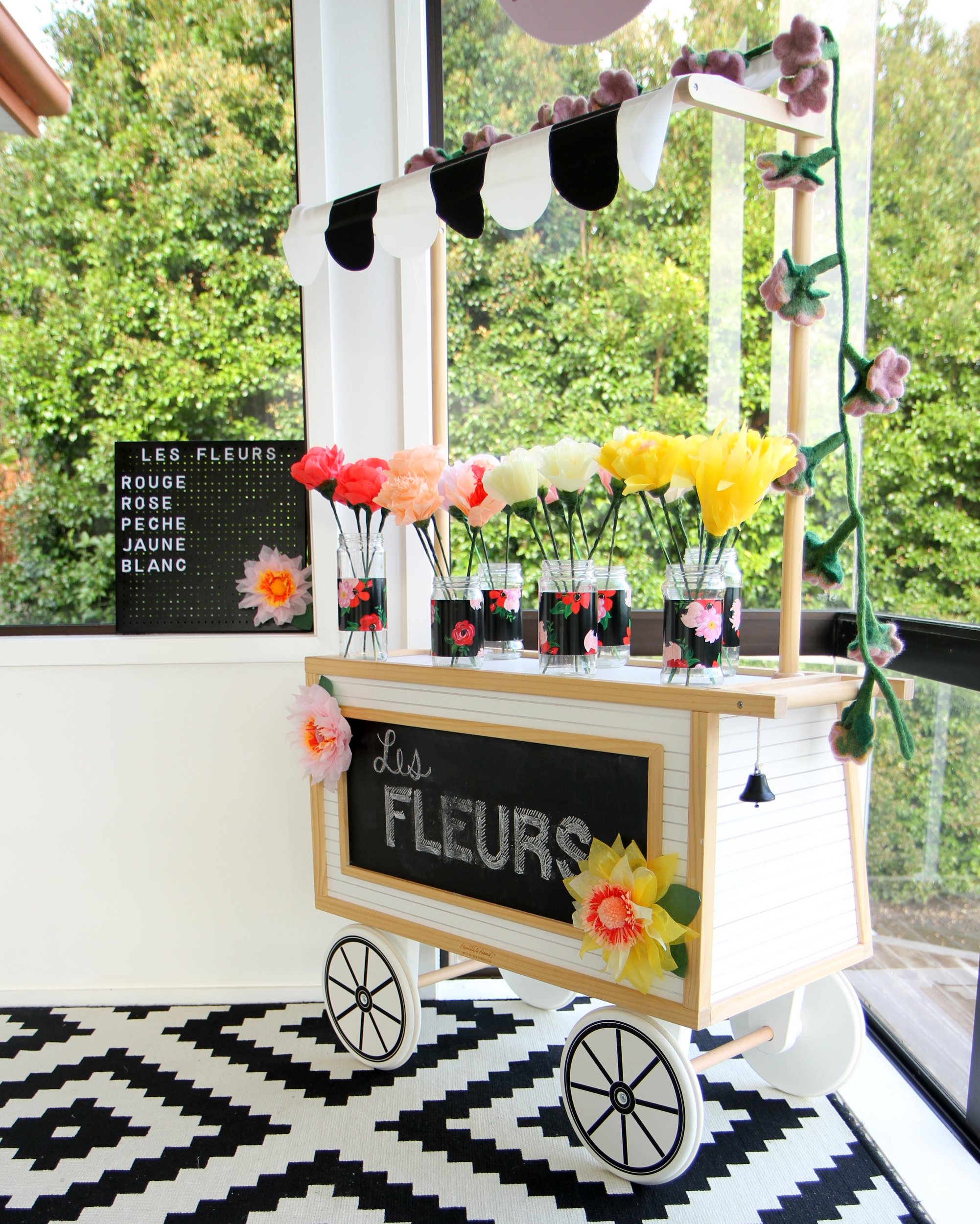 build your own bouquet bar for a paris themed birthday party